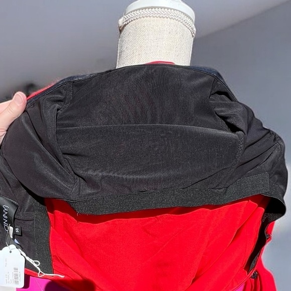 🌻Toccin Red & Pink Draped Bow Mini Cocktail Night our Formal Dress Size 14 - Picture 12 of 14